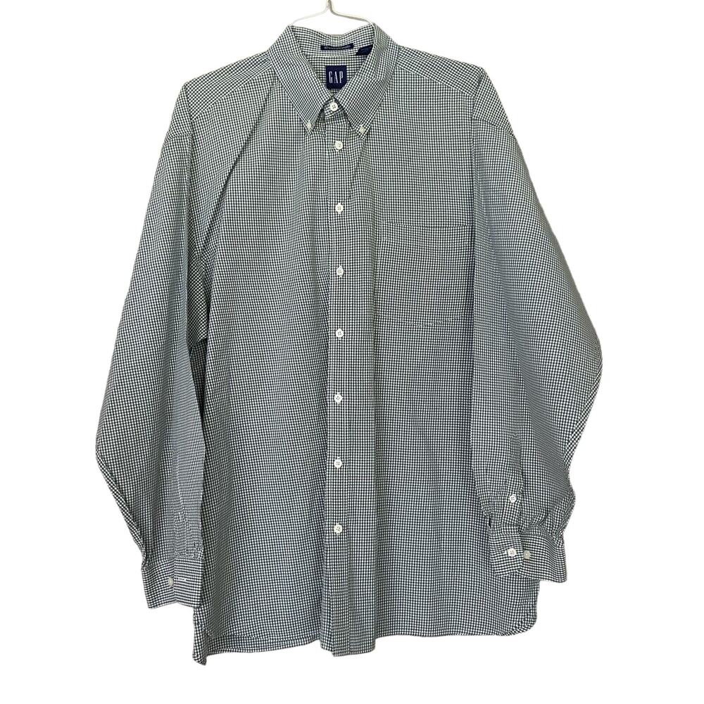 GAP Mens Shirt Button Down XXL VTG 80s Two Ply Poplin Long Sleeve Green Cotton